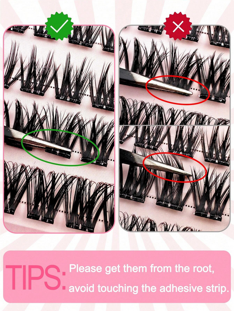 60pcs Self-Adhesive False Eyelash Clusters, Fluffy &amp; Soft 8-16mm