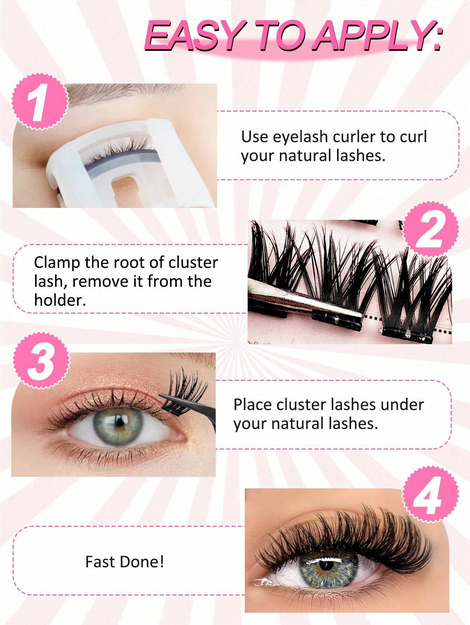 60pcs Self-Adhesive False Eyelash Clusters, Fluffy &amp; Soft 8-16mm