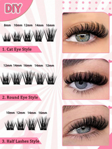 60pcs Self-Adhesive False Eyelash Clusters, Fluffy &amp; Soft 8-16mm
