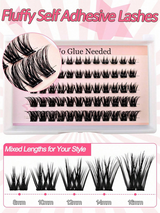 60pcs Self-Adhesive False Eyelash Clusters, Fluffy &amp; Soft 8-16mm