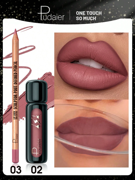 2pcs Lip Liner Pencil Set Waterproof 03+02
