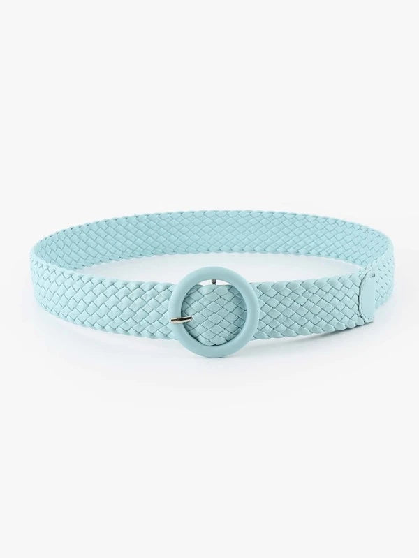 Round Buckle Woven Belt