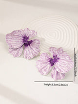 1 Pair Enameled Flower Petals Floral Statement Earring For Women Valentines