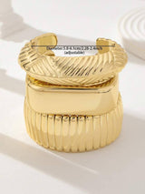 1 Set Golden Color Chunky Cuff Bangles Set For Women Water Proof Bangle Bracelets