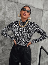 SHEIN All Over Print High Neck Tee