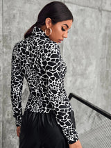 SHEIN All Over Print High Neck Tee