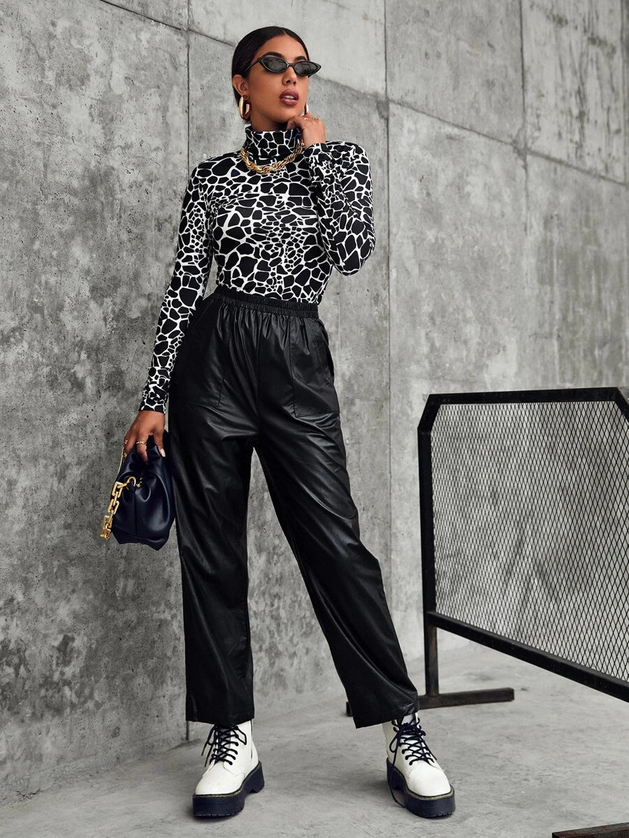 SHEIN All Over Print High Neck Tee