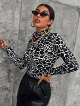 SHEIN All Over Print High Neck Tee