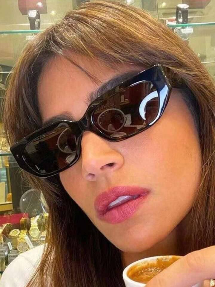 1PC Rectangular Sunshade Fashion Glasses, Fashionable Square Leopard Print Men's