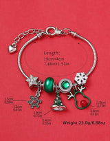 1pc Cute Hollow Reindeer, Christmas Tree &amp; Snowflake Beaded Copper Chain Bracelet