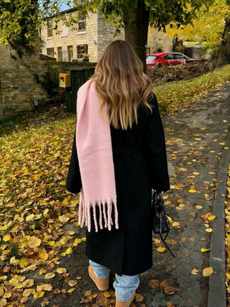1pc Elegant Women's Knitted Scarf With Fringe - Comfortable, Windproof And Warm For Fall