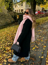 1pc Elegant Women's Knitted Scarf With Fringe - Comfortable, Windproof And Warm For Fall