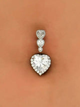 1pc Inlaid Heart Shape Belly Button Ring Women's Fine Body Piercing Jewelry