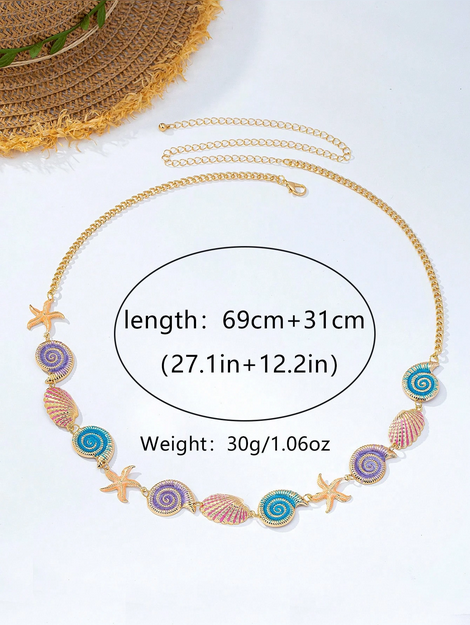 1pc Summer Vacation  Oil Ocean Series Starfish Shell Seashell Body Chain For Women