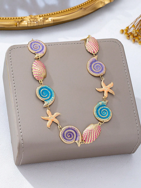 1pc Summer Vacation  Oil Ocean Series Starfish Shell Seashell Body Chain For Women