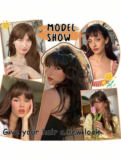 1pc Synthetic Air Bangs Wigs  Hair Women Girl Natural Short Fake Bangs Black Hair