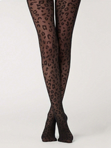 1pc Women Leopard Print 50D Skinny Leggings, Sexy Vintage Jacquard Pantyhose