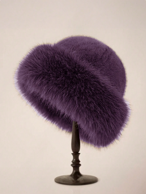1pc Women's Luxury Fluffy Hat, Large, Thick Fluffy Trim, Warm Ear Cover, Versatile Winter Accessory