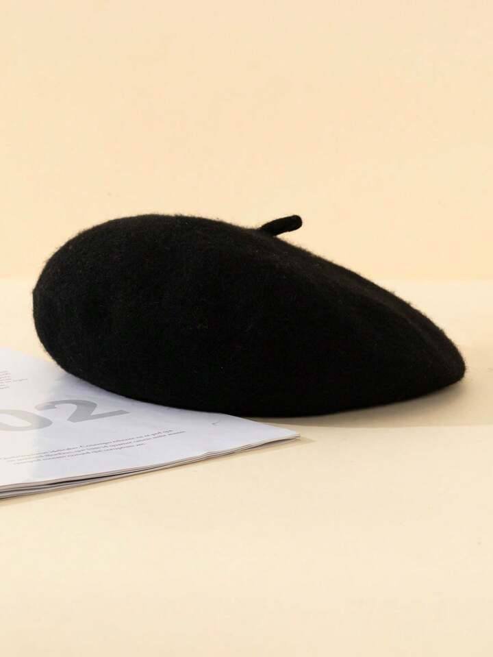 1pc Women's Solid Color Casual Beret Hat, Breathable And Comfortable Outdoor Leisure Cap