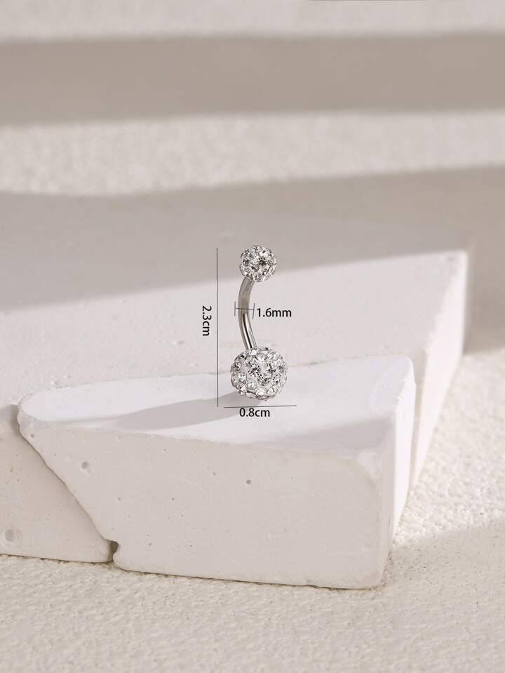 1pc simple and  round ball navel ring women's body piercing super flash party navel nail belly decoration