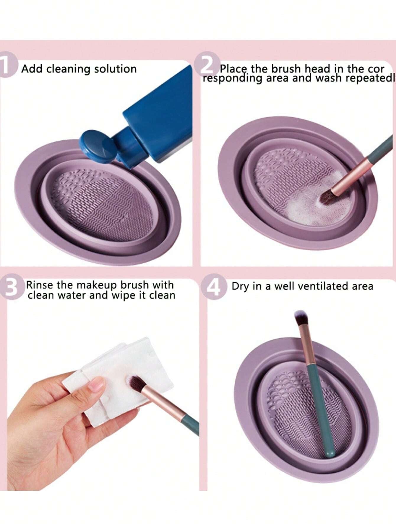 1pc Silicone Foldable Makeup Brush Cleaner, Beauty Tool, Powder Puff