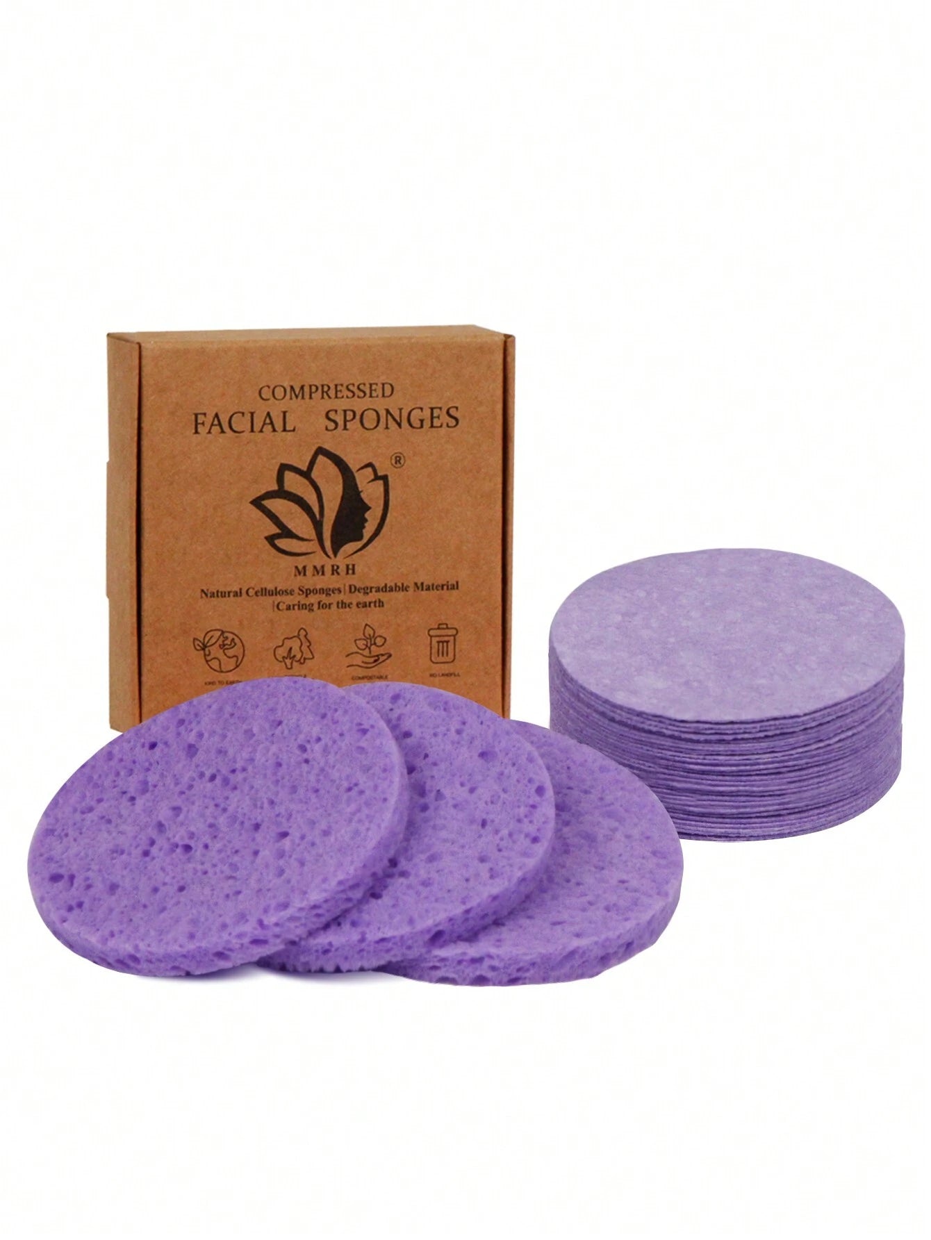20-Count Natural Facial Sponges, Beauty Spa Sponges For Facial Cleansing Exfoliation And Makeup Remover