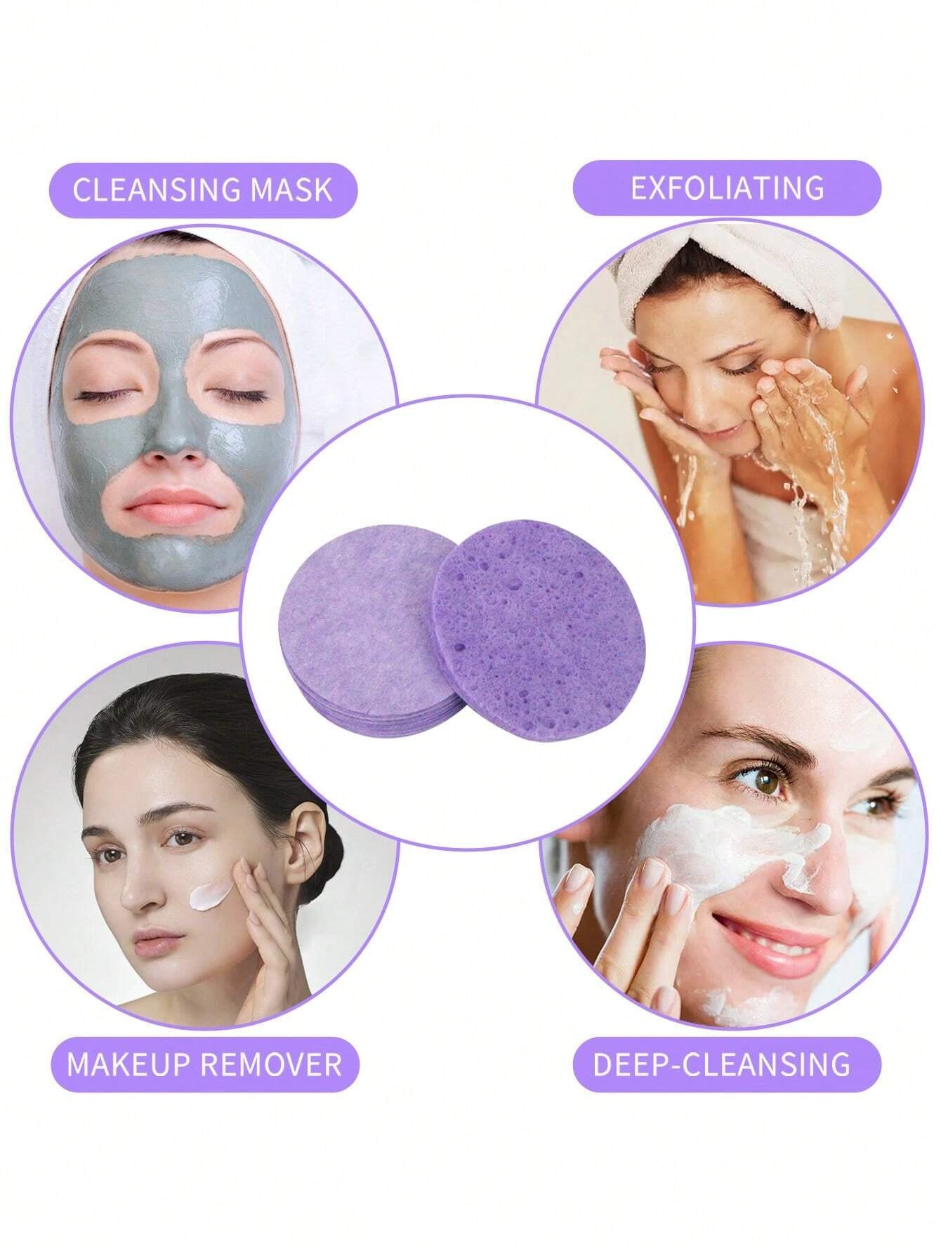 20-Count Natural Facial Sponges, Beauty Spa Sponges For Facial Cleansing Exfoliation And Makeup Remover