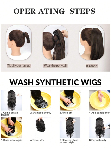 24-Inch Wavy Curly Ponytail Hair Extensions, Heat Resistant, Available In Brown And Gold Colors Halloween