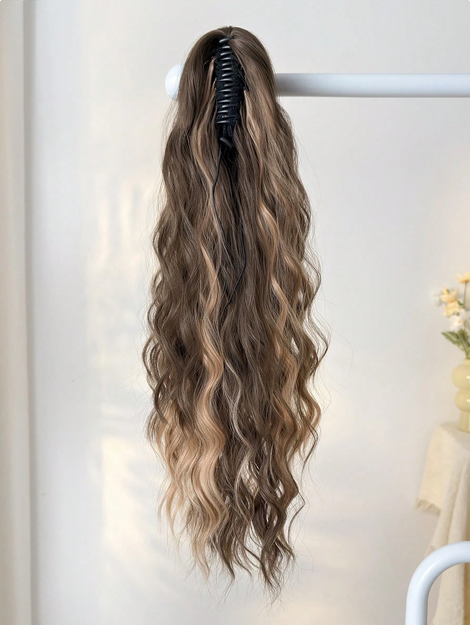 24-Inch Wavy Curly Ponytail Hair Extensions, Heat Resistant, Available In Brown And Gold Colors Halloween