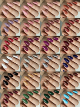 24 Colors Almond-Shaped Glossy Acrylic Press-On Nails Long