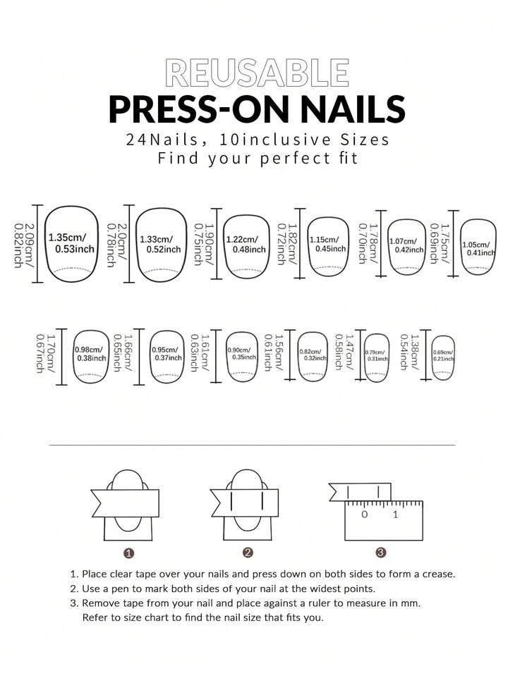 24Pcs Short Oval White French Nail &amp; Heart Pattern Tip Short Press On Nails