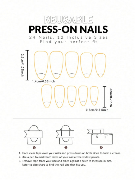 24pcs Almond-Shaped Nail Stickers