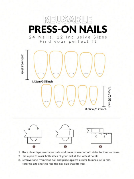 24pcs Short Almond-Shaped Nail Stickers, Minimalist Orange Ombre False Nails