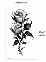 2pcs Black Flower &amp; Butterfly Temporary Tattoo Stickers