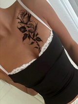 2pcs Black Flower &amp; Butterfly Temporary Tattoo Stickers