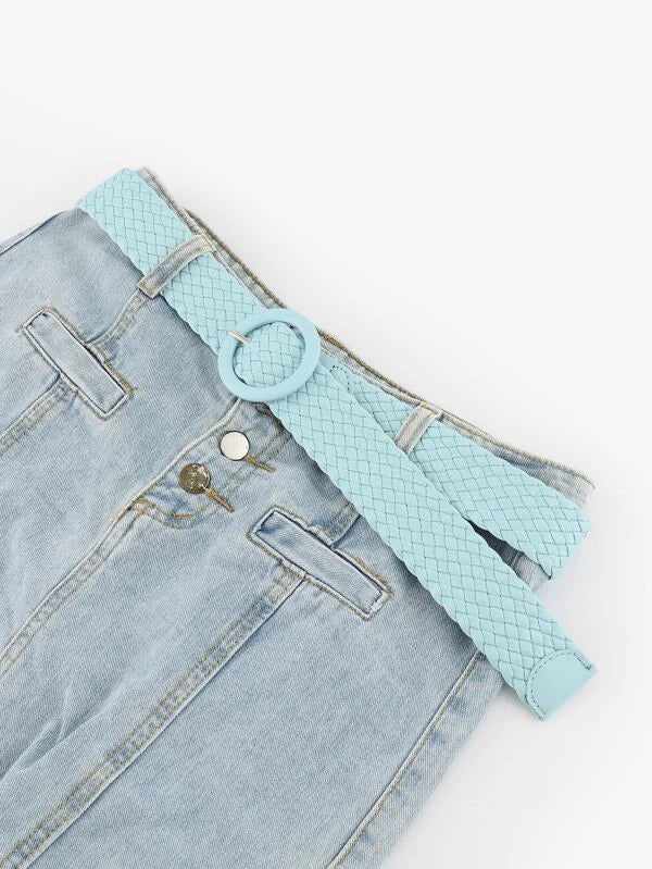 Round Buckle Woven Belt