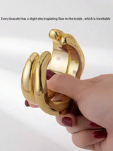 1 Set Golden Color Chunky Cuff Bangles Set For Women Water Proof Bangle Bracelets