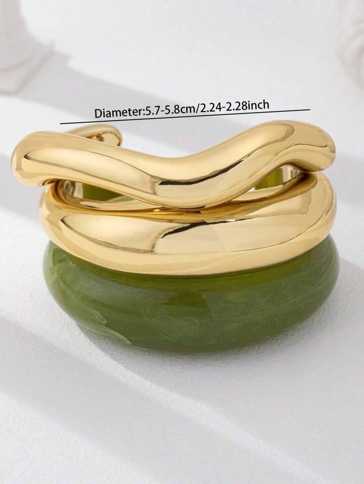 3 Pcs Women Cuff Bracelets Set Resin Chunky Bangle Stacked Arm Band Jewlery For Daily Wear