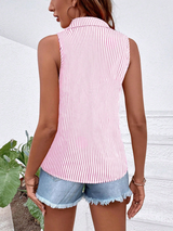 EMERY ROSE Women's Summer Casual Sleeveless Stripe Loose Shirt