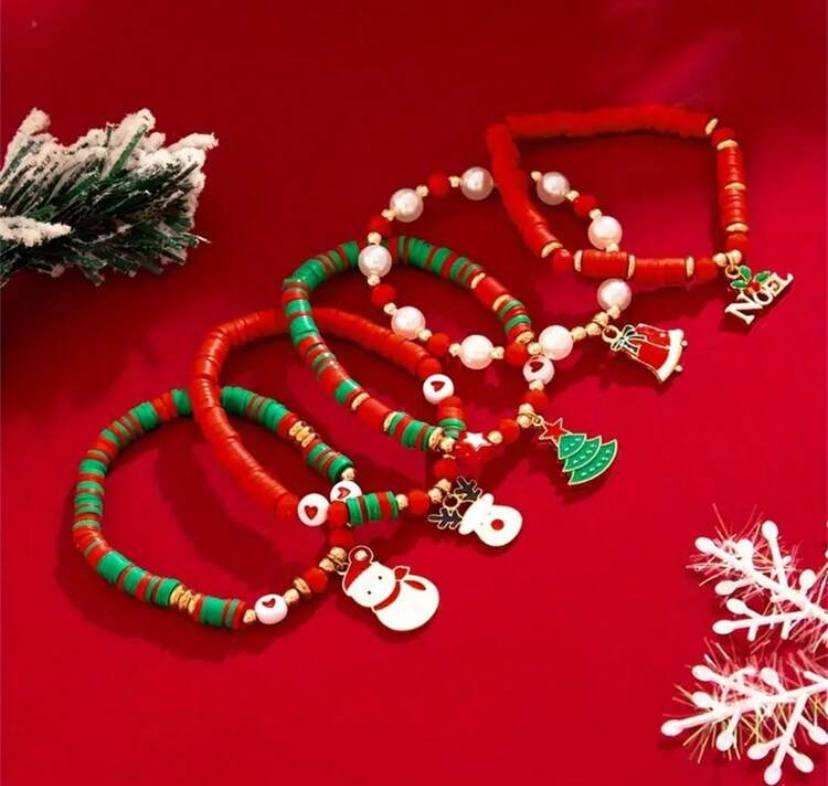 5pcs Christmas Trees, Letters, Snowman Decorative Accessories, Christmas Gift Set