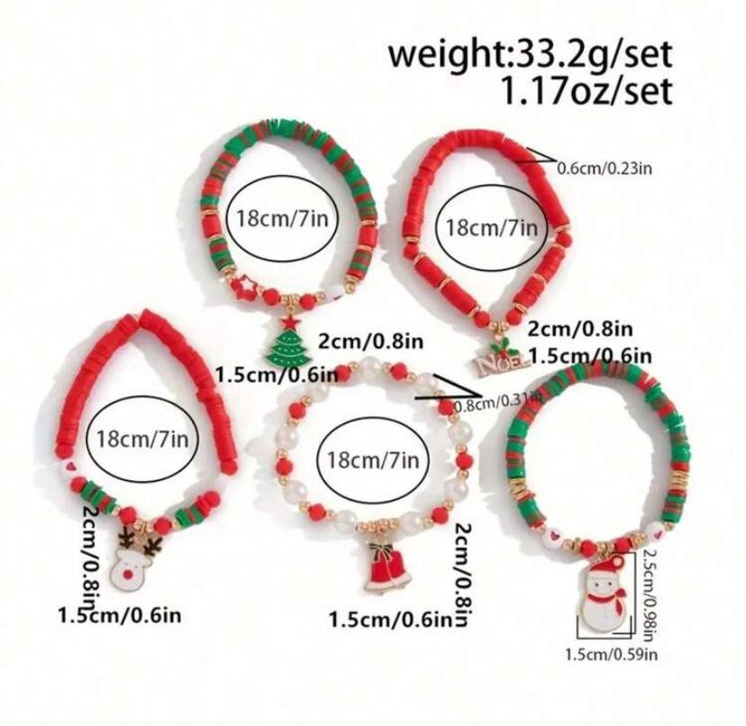 5pcs Christmas Trees, Letters, Snowman Decorative Accessories, Christmas Gift Set
