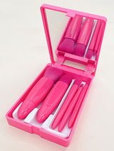 5pcs Portable Makeup Brush Set With Mirror, Boxed Makeup Brush Set, Multifunctional Powder Brush