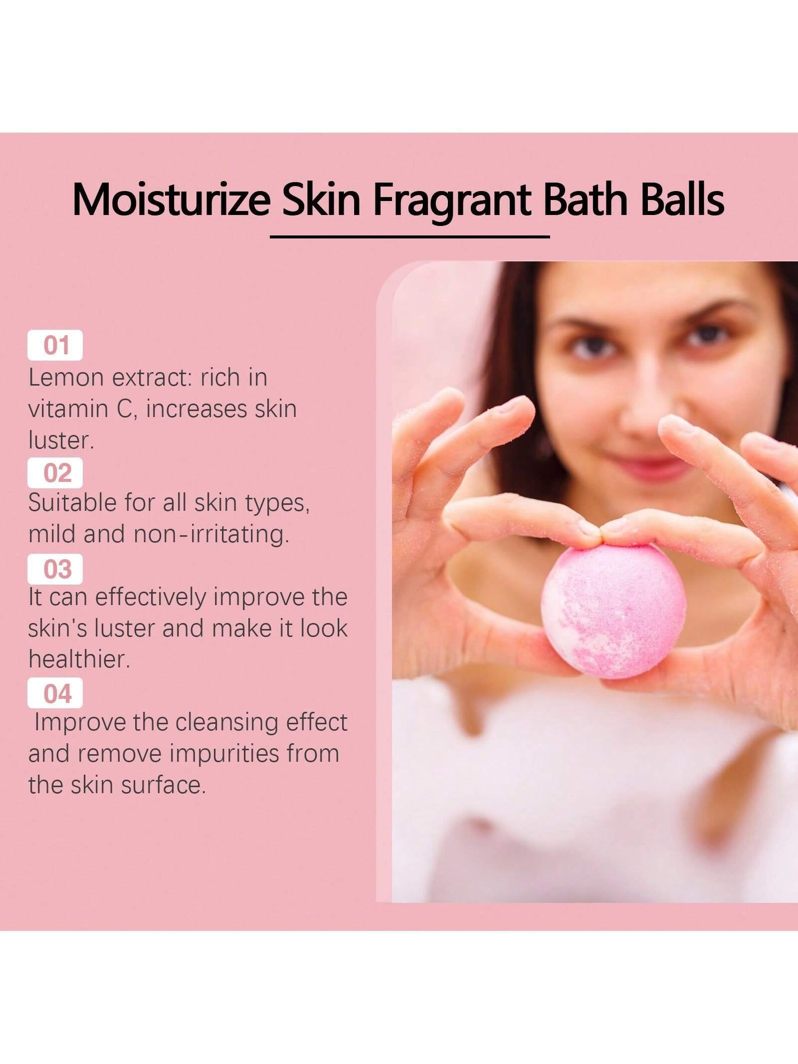 6pcs Bath Bubble Balls, Fragrant And Moisturizing, Long-Lasting Floral Scent, Plant Based Cleansing For Skin