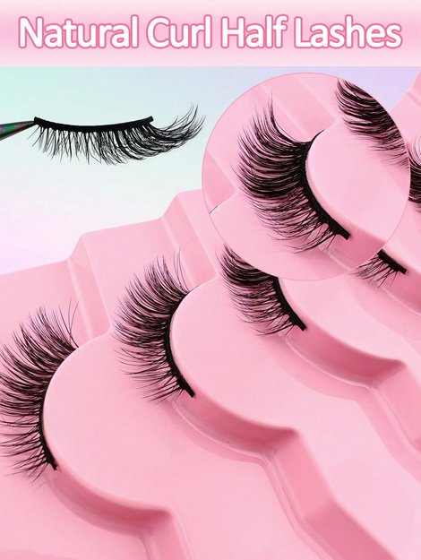 7 Pairs Half Lashes Full False Lashes 12mm Short Half Lashes Faux Mink Cat Eye Look