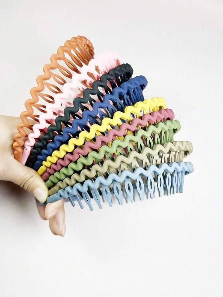 9pcs Solid Wave-Shape Hair Claw Casual