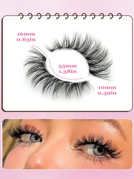 Asiteo 7 Pairs Cartoon Style Reusable Cat Eye False Eyelashes Faux Mink Lashes Natural & Fluffy Crossed