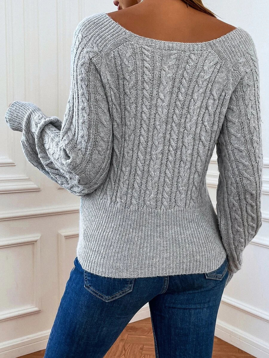 Cable Knit Raglan Sleeve Sweater