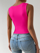 Sexy Backless Ruched Sleeveless Tank Top With Slimming Waist Design