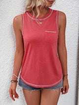 Contrast Binding Pocket Patched Tank Top