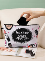 Cosmetic &amp; Letter Graphic Zipper Makeup Bag